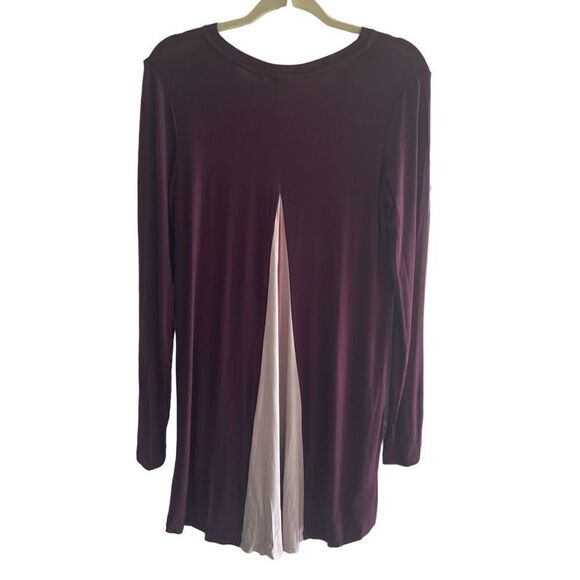 LOGO Lori Goldstein Purple Soft Tunic Top Color Block Back Women’s Sz Small QVC - Picture 2 of 4